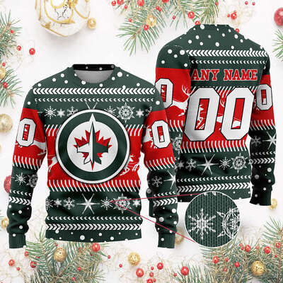 Personalized Winnipeg Jets Ugly Christmas Sweater Unisex Hockey Apparel  Gift
