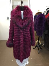 Fuscia Hot Pink Feathered Fox Coat 3/4 Length Featherweight Light Brand New