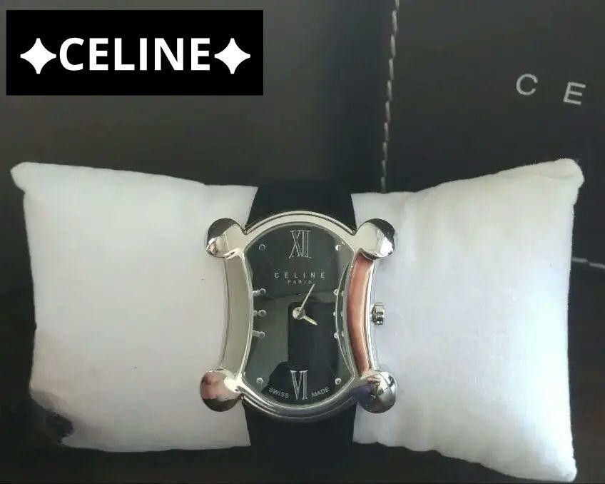 CELINE Triomphe Macadam Quartz Analog Watch Women's Black Dial