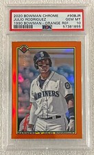2020 Bowman Chrome Julio Rodriguez #06/25 ‘90 Bowman Orange Refractor SSP PSA 10