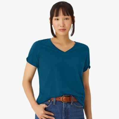 Bombas Bee Better T-shirt Pima Cotton V-Neck Women's Large Indigo Sapphire NEW