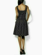 Ralph Lauren Sz 10 Retro 1950s Polka Dot Pockets Dress Navy Sleeveless