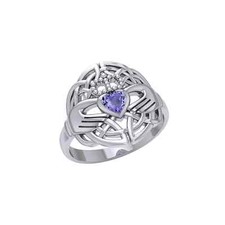 Celtic Knotwork Irish Claddagh Ring 925 Sterling Silver Heart Jewelry Amethyst