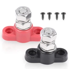 Red & Black Junction Block Power Post Set Insulated Terminal Stud 3/8"