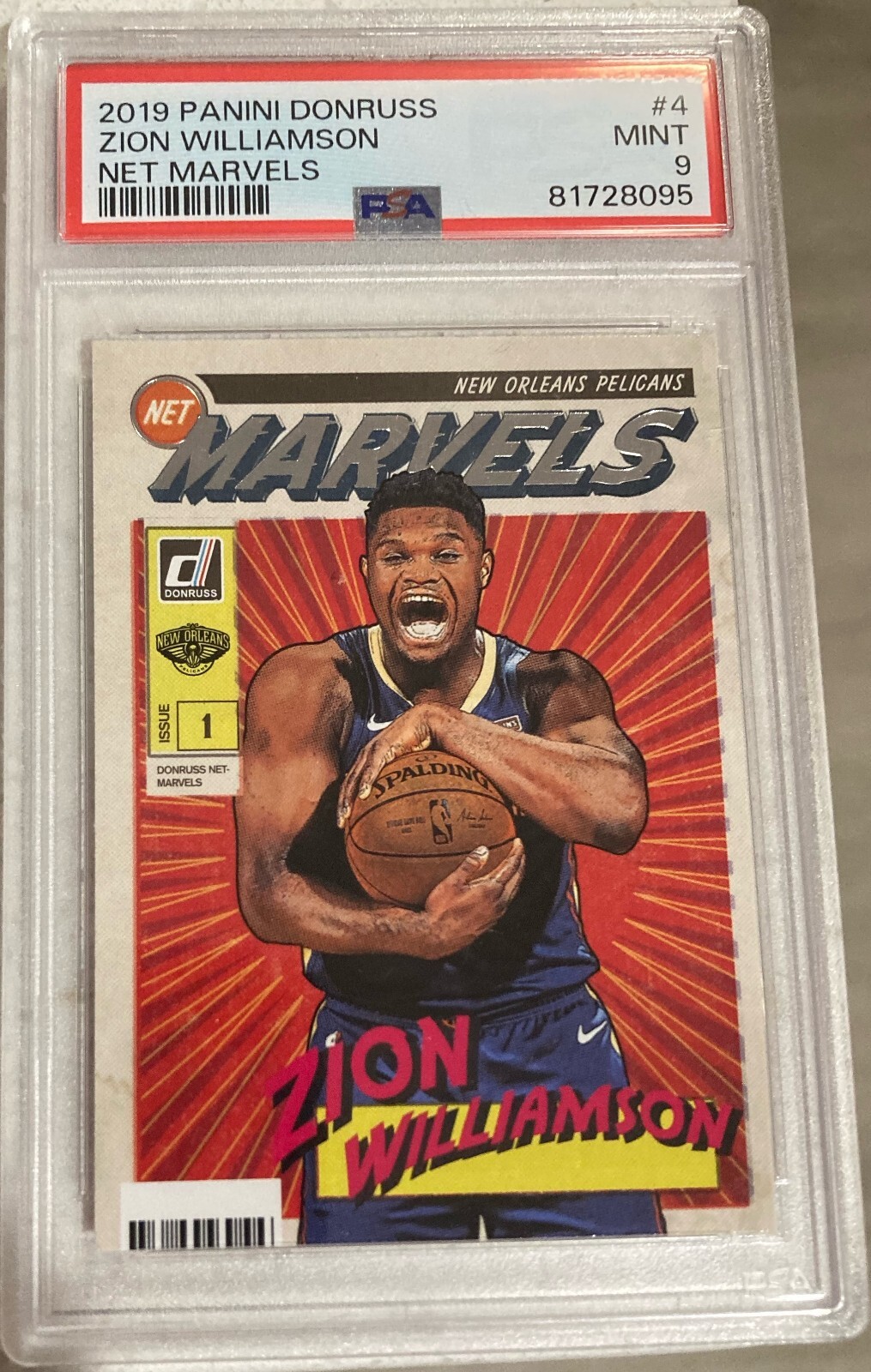 2019 Panini Donruss #4 Zion Williamson Net Marvels PSA 9 Mint Rookie Pelicans