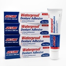 Waterproof Denture Adhesive - Zinc Free - Extra Strong Hold for Upper, Lower or