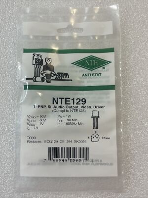 5 Each ~ NTE129 ~ PNP Audio/Video output Driver ~ TO39 ~ NOS