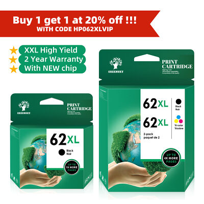 62XL Black Color Ink Cartridge for HP 62 XL ENVY Officejet 5547 5646 5644 lot