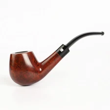 Handmade Briar Wooden Bent Tobacco Pipe Smooth Finished Smoking Pipe 9mm Filter