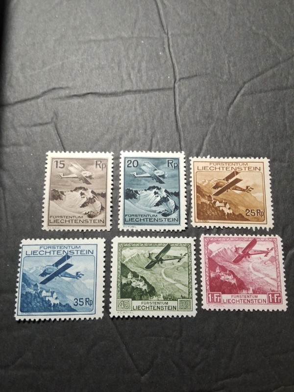 Liechtenstein Sc# C1 - C6 Mint Hinged MHR 1930 Air Mail Stamp Set Complete $175