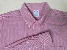 Brooks Brothers Regent Shirt Men's 16 36/37 Red White Stripe Button Down Classic