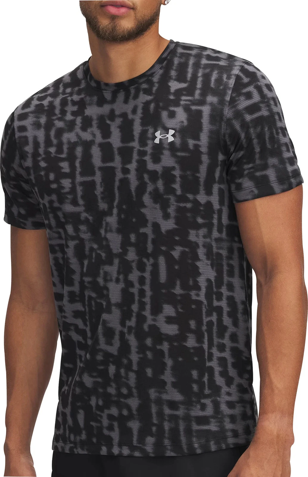 Under Armour Launch Mens Running Top Black Printed Short Sleeve Run T-Shirt