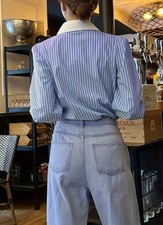 A Women'S Casual Striped Button-Up Shirt with Long Sleeves, Perfect for Everyday