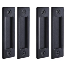 Wright Products 2 Pack Barn Door Flush Handle Set, Matte Black - Interior Barn