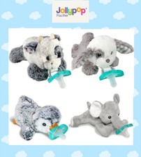 NEW RaZbaby Jollypop Baby Plush Animal Pacifier Holder w/ Detachable Paci Binky
