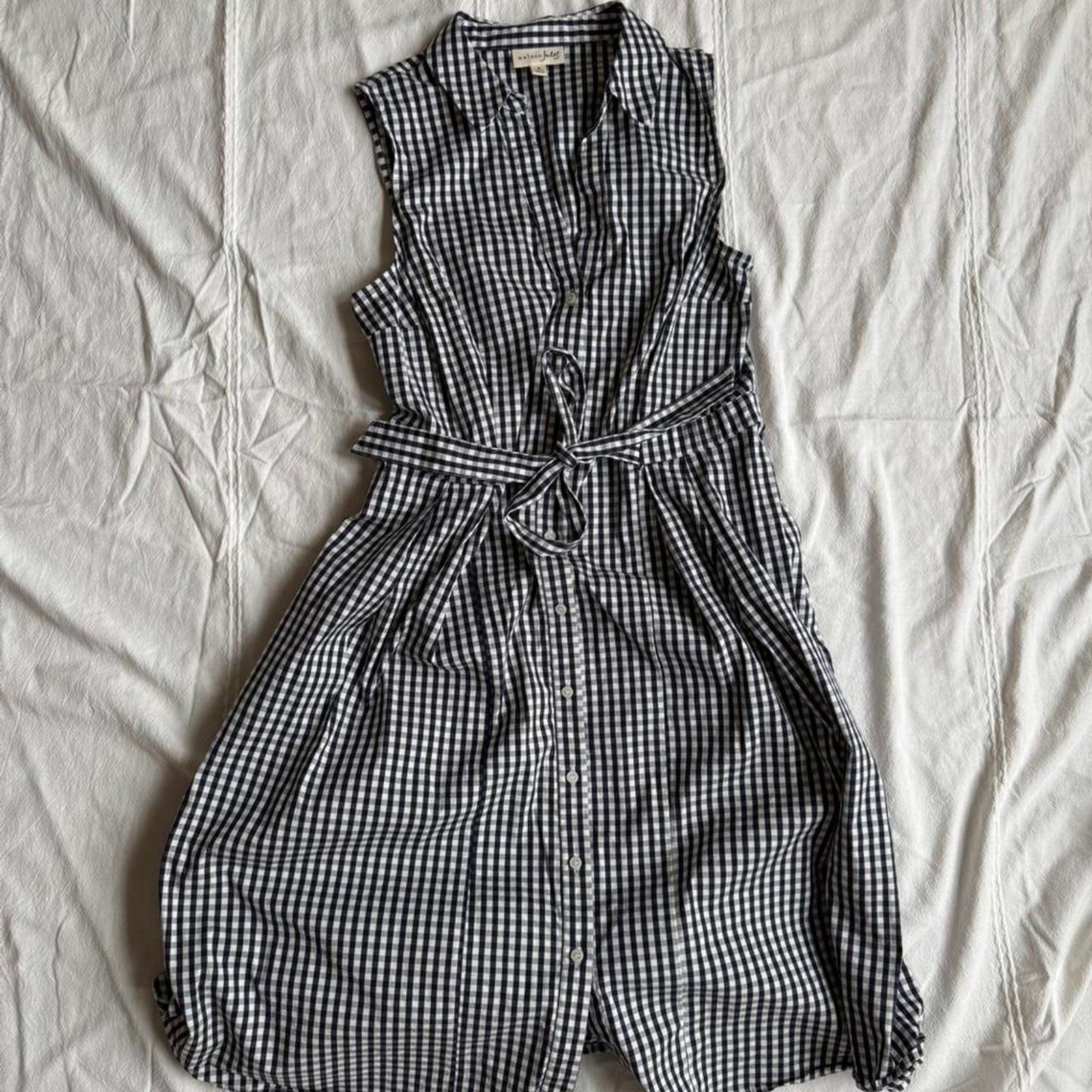 Maison jules navy gingham button - image 1