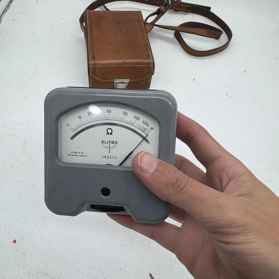 Multímetro lector de ohmios vintage Staub Co Elmes años 60 Alemania no probado con estuche Foto 3 de 4