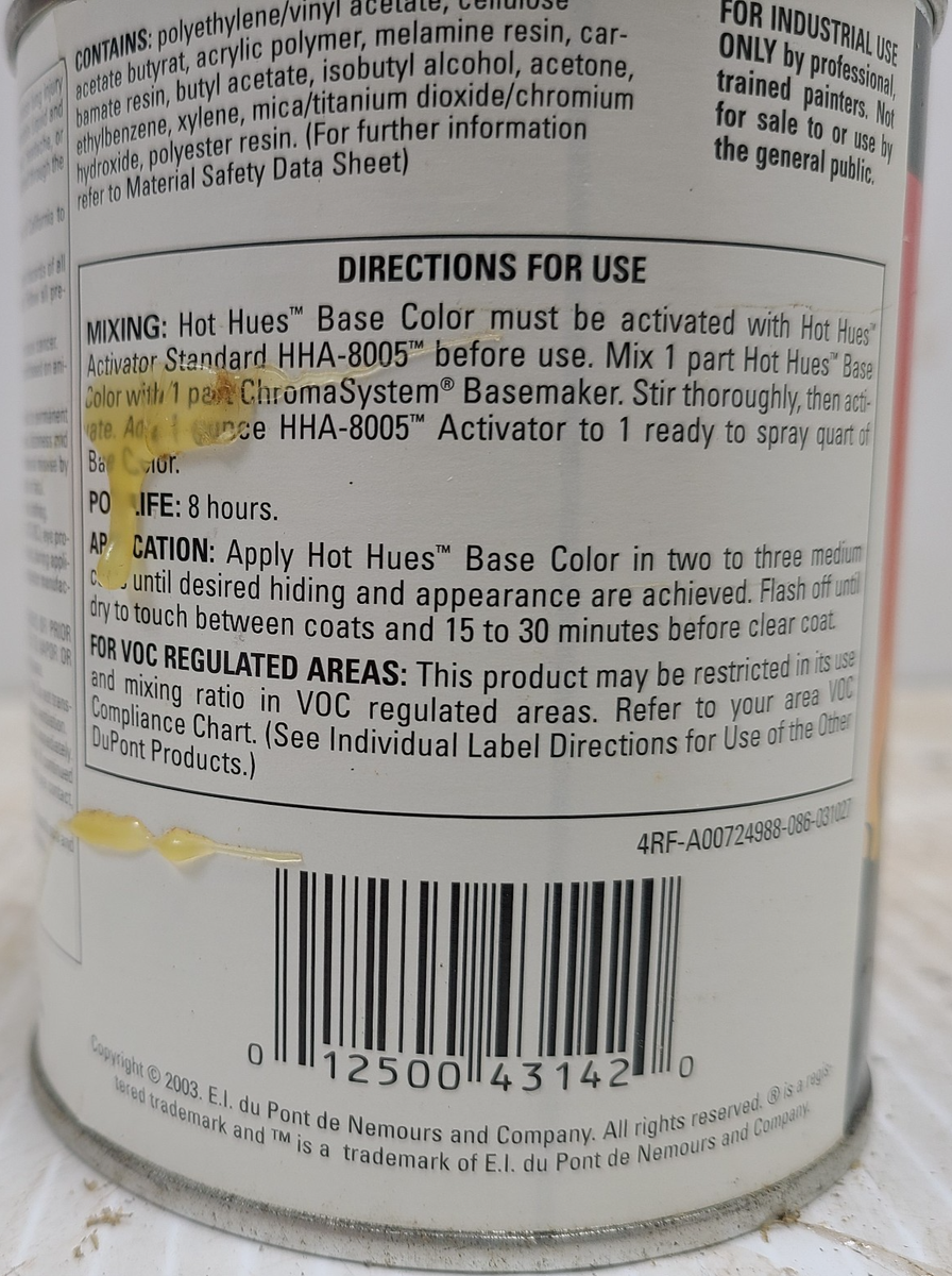 Pint Hot Hues Custom Paint Basecoat Desert Pearl Dupont Airbrush