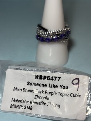 Bomb Party Size 9 Ring  Someone Like You  Hematite Purple Topaz