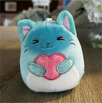 Squishmallows Sigrid Cat Plush Bag Clip Blue/White/Pink Mini 2024 Valentine