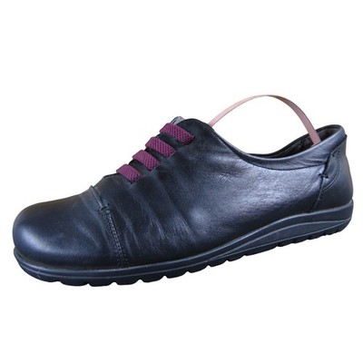 Fluchos Dynergy Women's 38 Black Leather Comfort Shoes Burgundy Elastic Detail
