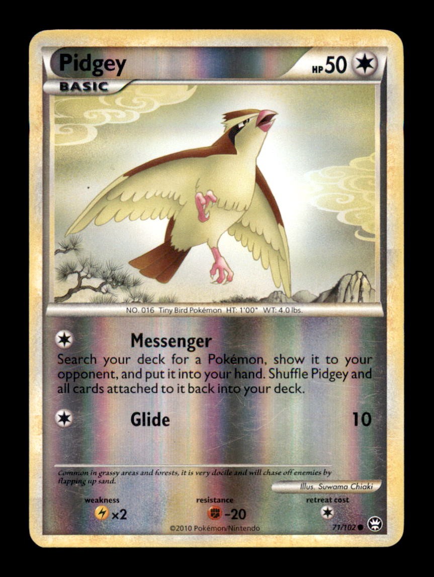 PIDGEY 71/102 C HGSS TRIUMPHANT POKEMON REVERSE HOLO MP