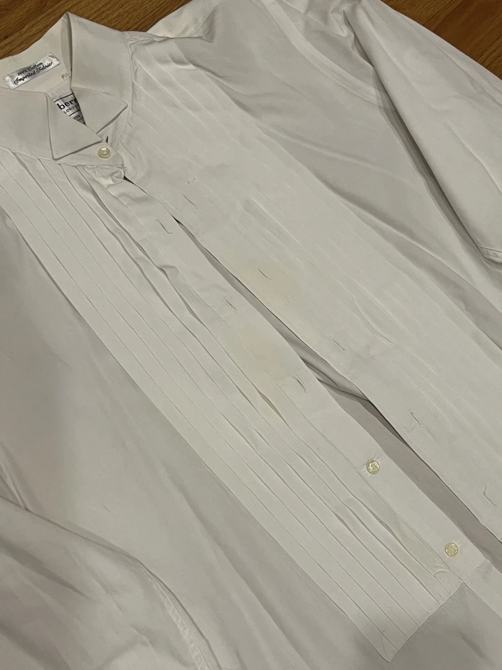 VNTG Burberrys Of London Tuxedo Shirt Pleated Bib Formal Dress Shirt 15.5/36 USA - Image 4 of 4