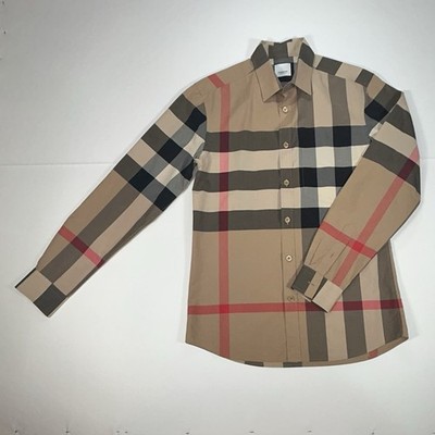 Burberry Plaid Summerton Check Button-Up Shirt Long Sleeve Men's Designer size S