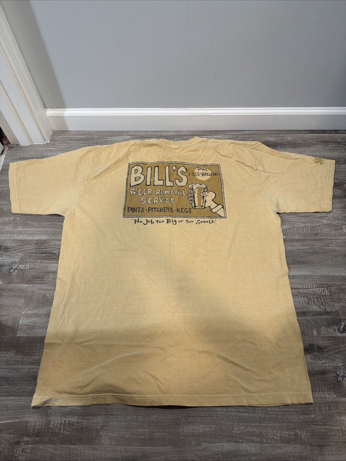 Crazy Shirts Hawaiian Mens Shirt XL Tan Beer Dyed Bill’s Beer Service Funny