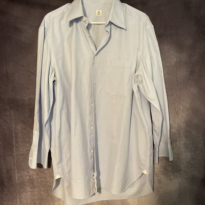 VTG Borrelli Napoli Blue Dress Shirt Mens Italian Luxury Handmade Sz 16.5/42