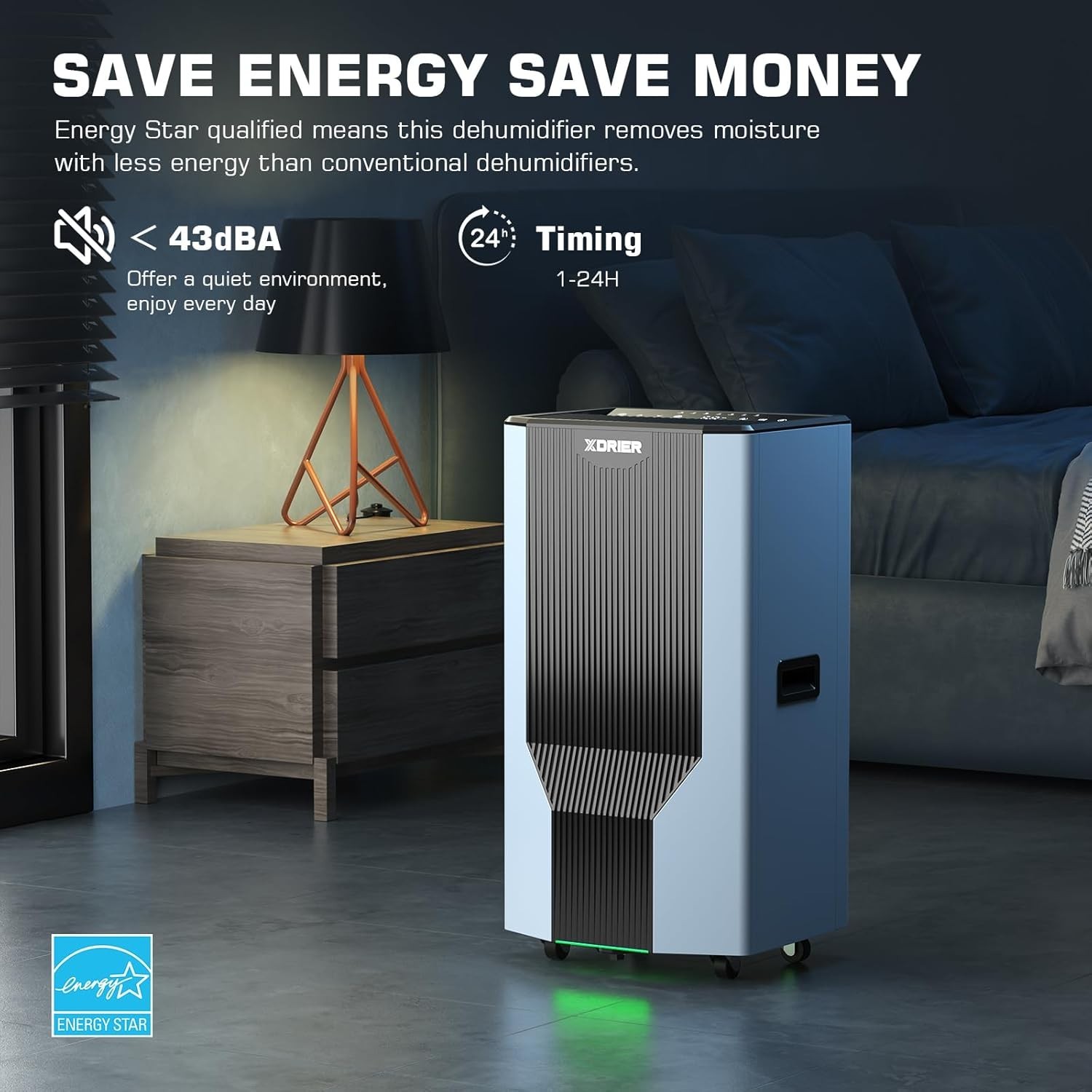 120 Pints Energy Star Dehumidifier with Pump,Drain Hose & Tank, Smart Humidity C