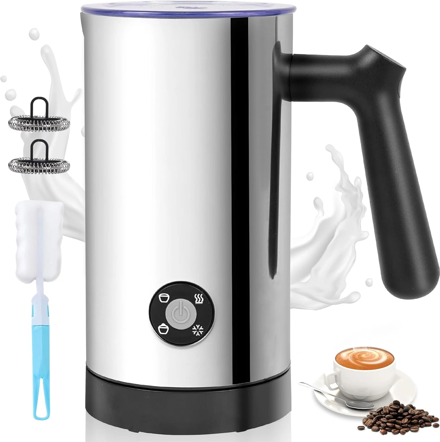 Milk Frother, 4-In-1 Milk Frother and Steamer, 10.6Oz Electric Milk Steamer, Aut
