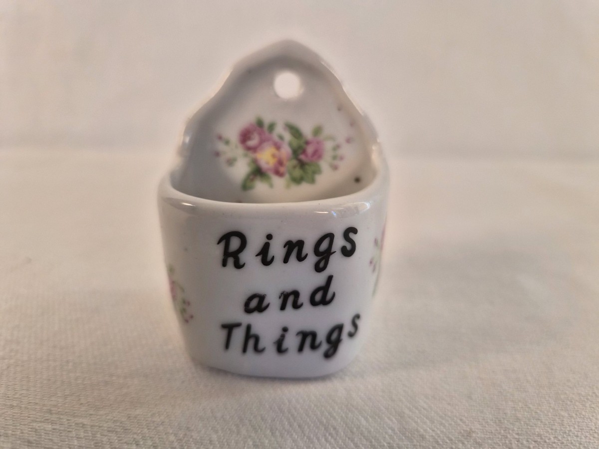 VTG Rings And Things Jewelry Holder Wall Pocket Tiny Trinket Dish