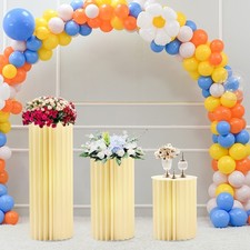 3-piece Foldable Paper Column Display Stands W/ Lights For Graduation/birthday