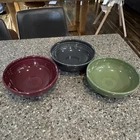 Fiesta Ceramic Three-Piece Bowl Set Burgundy Gray Green Contemporary Glossy