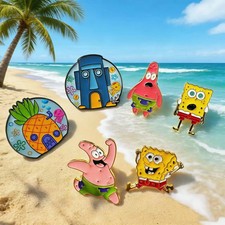 6pcs Anime Cute Enamel Pins Set Captain Eugene H. Armor Abs Krabs Star Brooch Ba