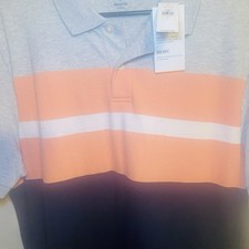 Old Navy Built-In Flex Go-Dry Polo Shirt Men L Gray Orange Navy Colorblock 31  L