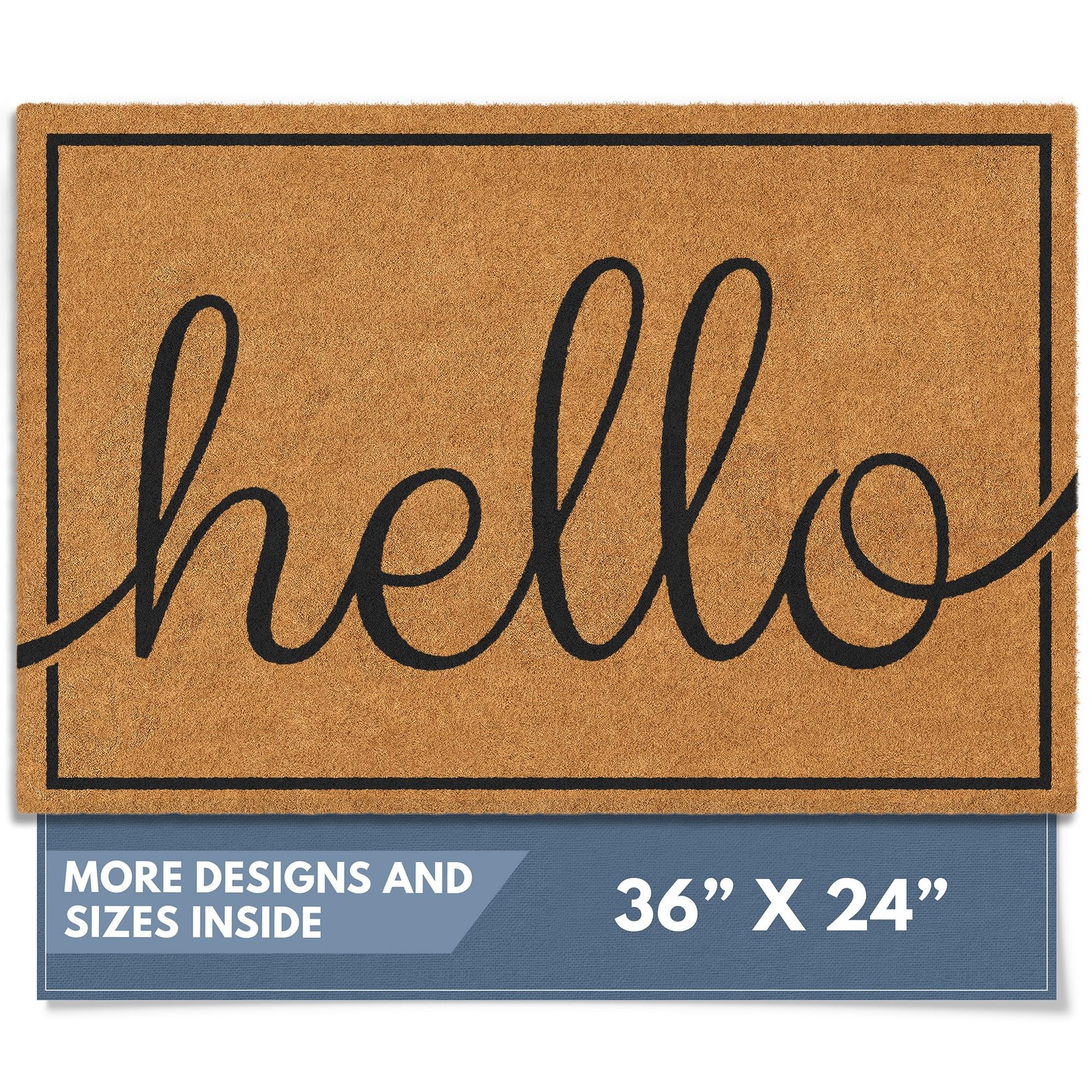 Natural Coco Coir Heavy Duty Backing Doormat - Large Cute Non-Slip Front Door...