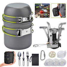 Camping Cookware Set Outdoor Cooking Pot Pan Kettle Gas Stove Kit Hiking Picnic