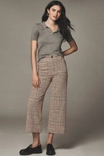 NWT Maeve The Colette Cropped Wide-Leg Pants Tweed Edition Sz 31P Pink 8E507
