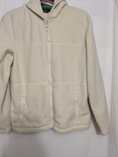 Lauren Ralph Lauren Cream Fleece Zip Hoodie Women  s Medium Soft Cozy Jacket