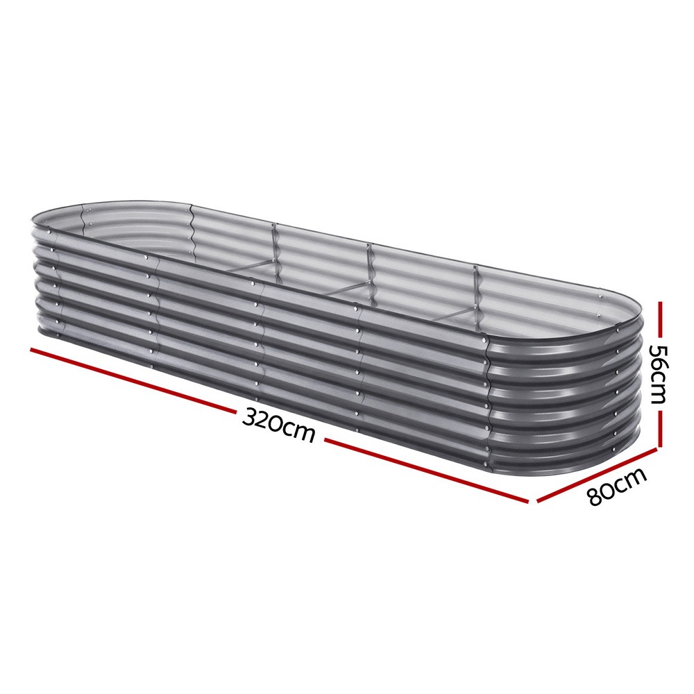 Green Fingers Garden Bed 320X80cm Oval Planter Box Raised Container Galvanised — image 6