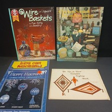 Vintage Lot of 5 Craft Booklets Macrame Jewelry Candlewicking Ojo de Dios