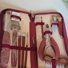 Pink Travel Manicure  Pedicure Tool Kit Case Set w/ Clippers, Nipper, File