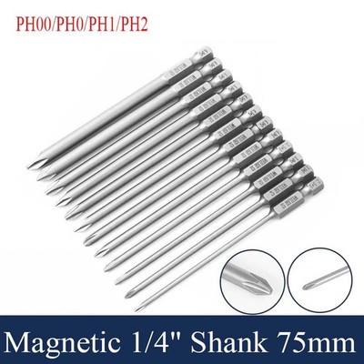 Phillips Screwdriver Bits Magnetic 1/4'' Shank 70mm Power Drill PH00/PH0/PH1/PH2