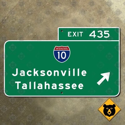 Florida Interstate 10 Jacksonville Tallahassee Exit 435 highway road sign 15x9