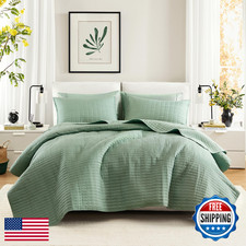 Comfort Spaces Kienna Quilt Set - Sage Green, F/Q, Lightweight, All-Season