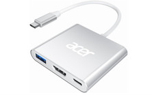 Acer USB C to HDMI Adapter, 4K C Hub with 100W PD, USBA 3.0 Port, Silver
