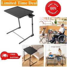 Multifunctional Adjustable TV Tray Table - 6 Heights & 3 Tilting Angles in Black