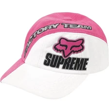 Supreme FW25 Fox Racing Cordura 6 Panel Cap Hat Pink White One Size New SHIPPED